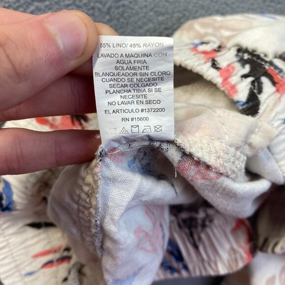 Linen‎ Floral Pants Womens Size L Multicolor Pockets Wide Leg,Elastic Waist - Picture 7 of 9